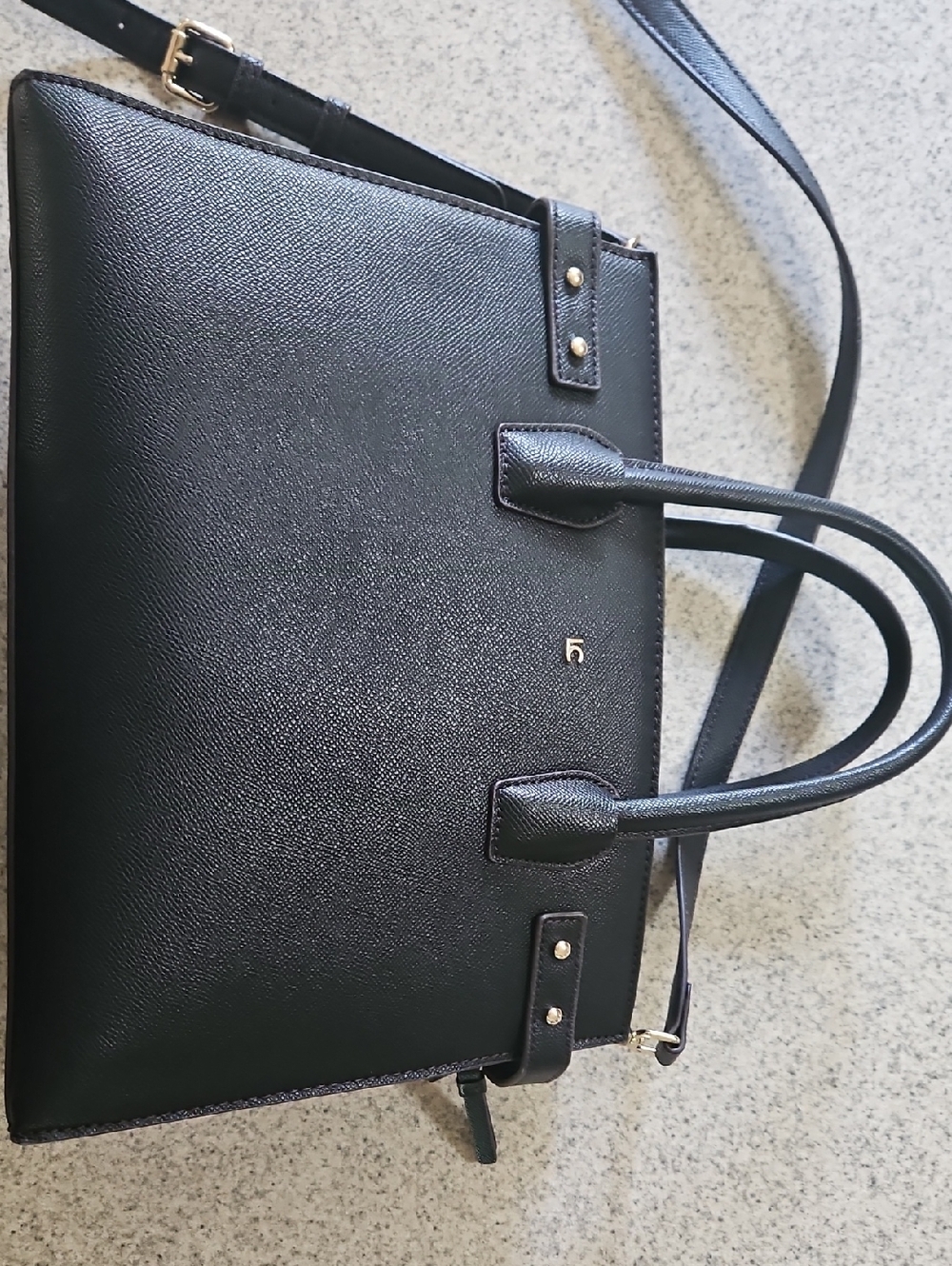 Liz Claiborne Black Structured Satchel with Detachable Strap